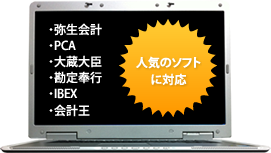 ・弥生会計・PCA・大蔵大臣・勘定奉行・IBEX・会計王